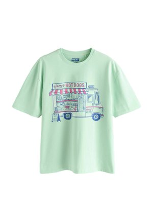 Next, REGULAR FIT - GRAPHIC PRINT HEAVY WEIGHT T-SHIRT . - T-shirt con stampa - mint green