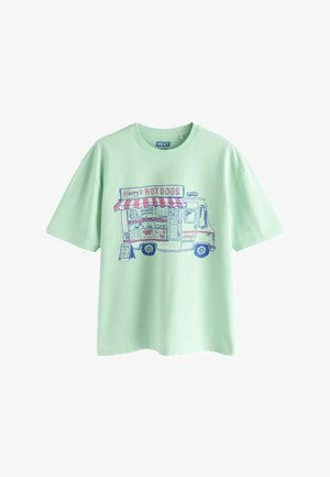 Next, REGULAR FIT - GRAPHIC PRINT HEAVY WEIGHT T-SHIRT . - T-shirt con stampa - mint green