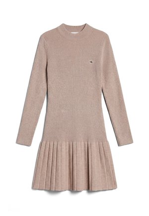 Calvin Klein Jeans, MOCKNECK LS MINIDRESS - Strickkleid - oatmeal melange
