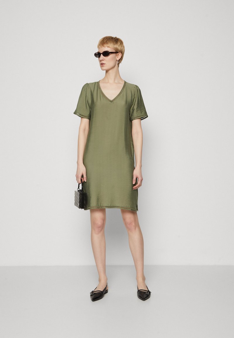 h&m green bodycon dress Green Cotton Midi Dress – Mint Velvet main image 1