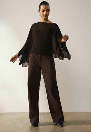 Next, SHEER LAYER CAPE SLEEVE TOP WITH CAMI - Cape - chocolate brown