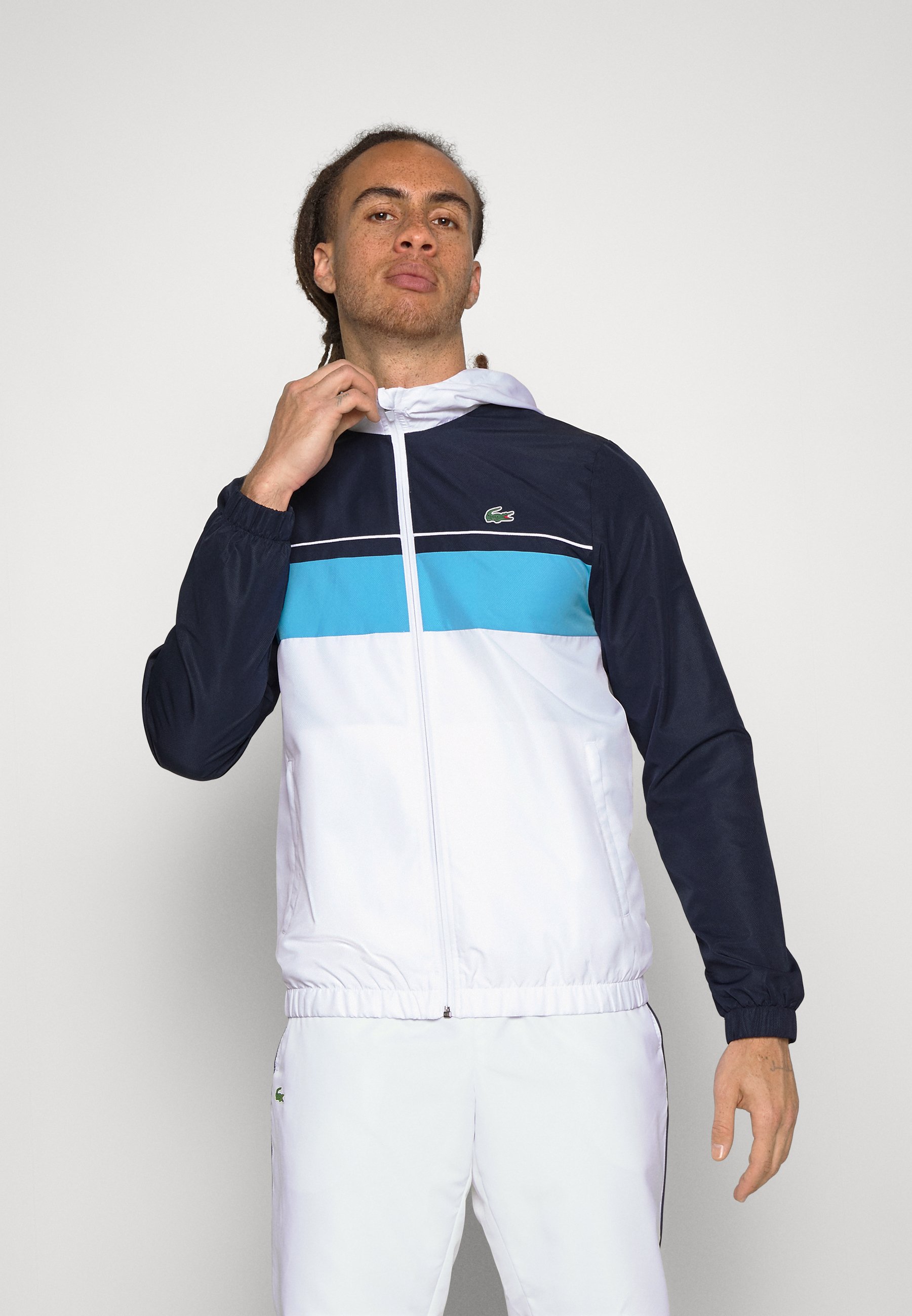 Lacoste TRACKSUIT HODDED - Træningssæt - blue/argentine blue/white/mørkeblå -