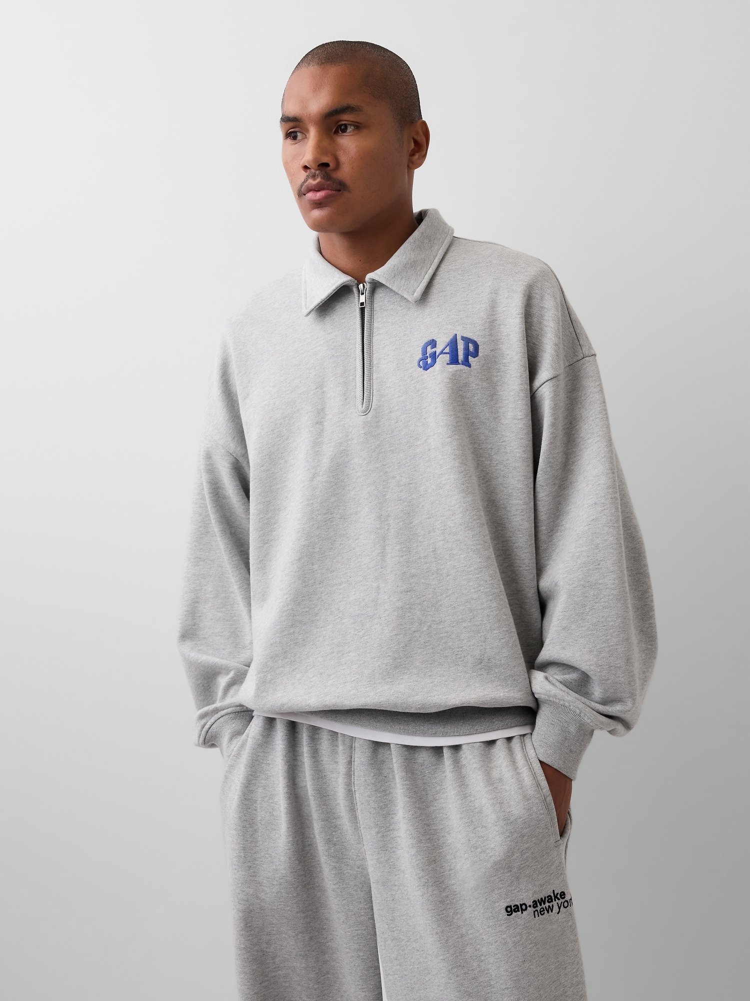 GAP GAP AWAKE NY HEAVYWEIGHT OVERSIZED QUARTER-ZIP PULLOVER