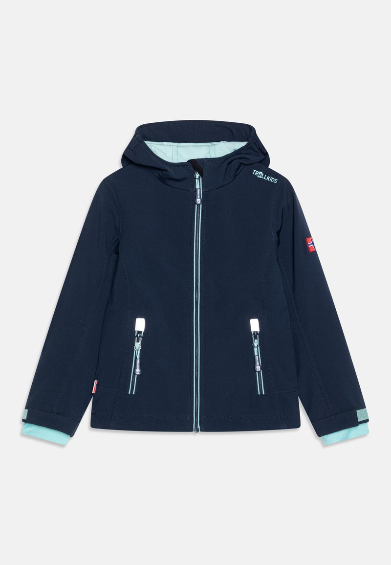 TROLLKIDS - KIDS TROLLFJORD UNISEX - Soft shell jacket - navy/aqua, Enlarge