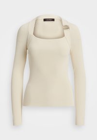 BUCKLE-TRIM RIB-KNIT SWEATER - Džemper - mascarpone cream