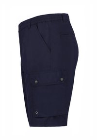 Marinblå cargo-shorts i lättviktsmaterial, med slät framsida, sidofickor med tryckknappsöppning och elastisk midja.