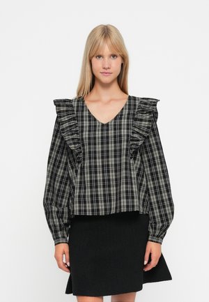 JDYDOLLY CHECK - Blouse - birch/black/total eclipse