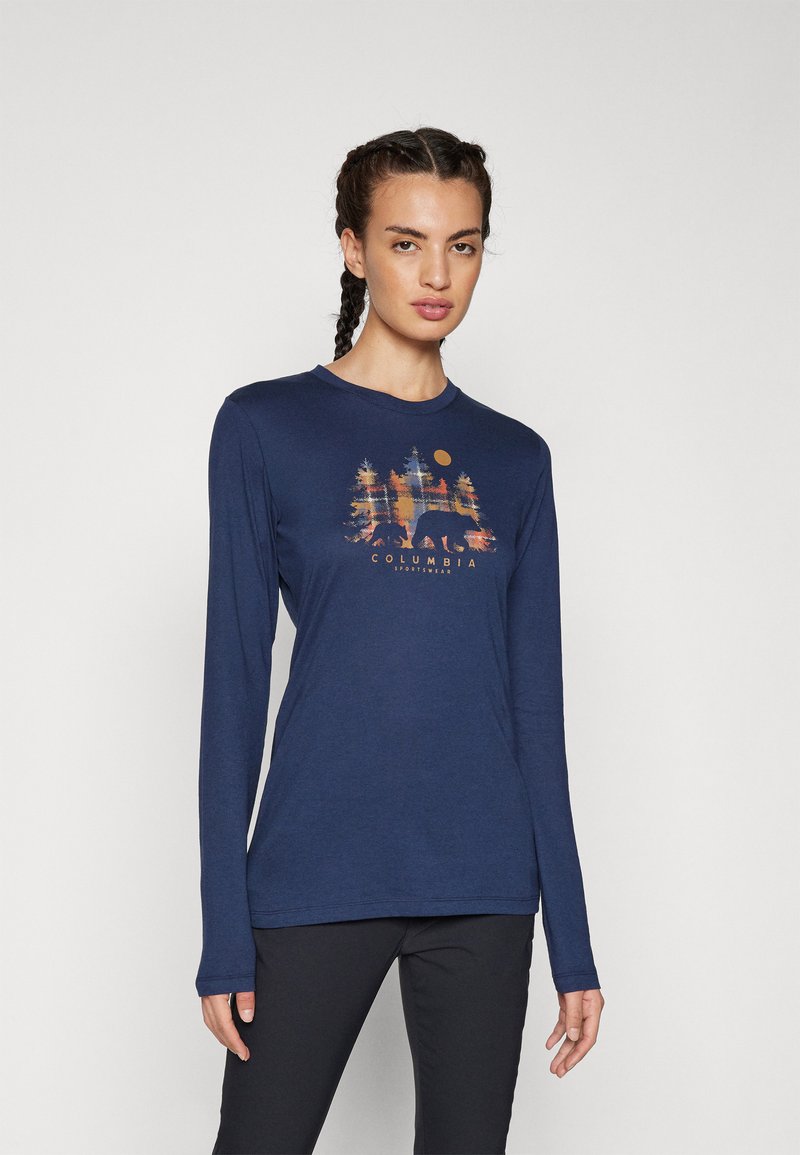Columbia HIDDEN HAVEN™ LS TEE - Hosszú ujjú felső - collegiate navy/treehome plaid