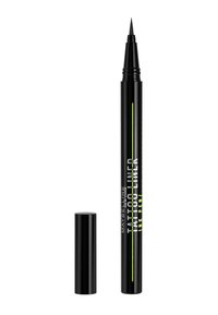 Eyeliner liquide noir en stylo avec une pointe fine, présentant une finition matte et un texte en accent néon vert l'étiquetant comme "Tattoo Liner". Capuchon inclus.