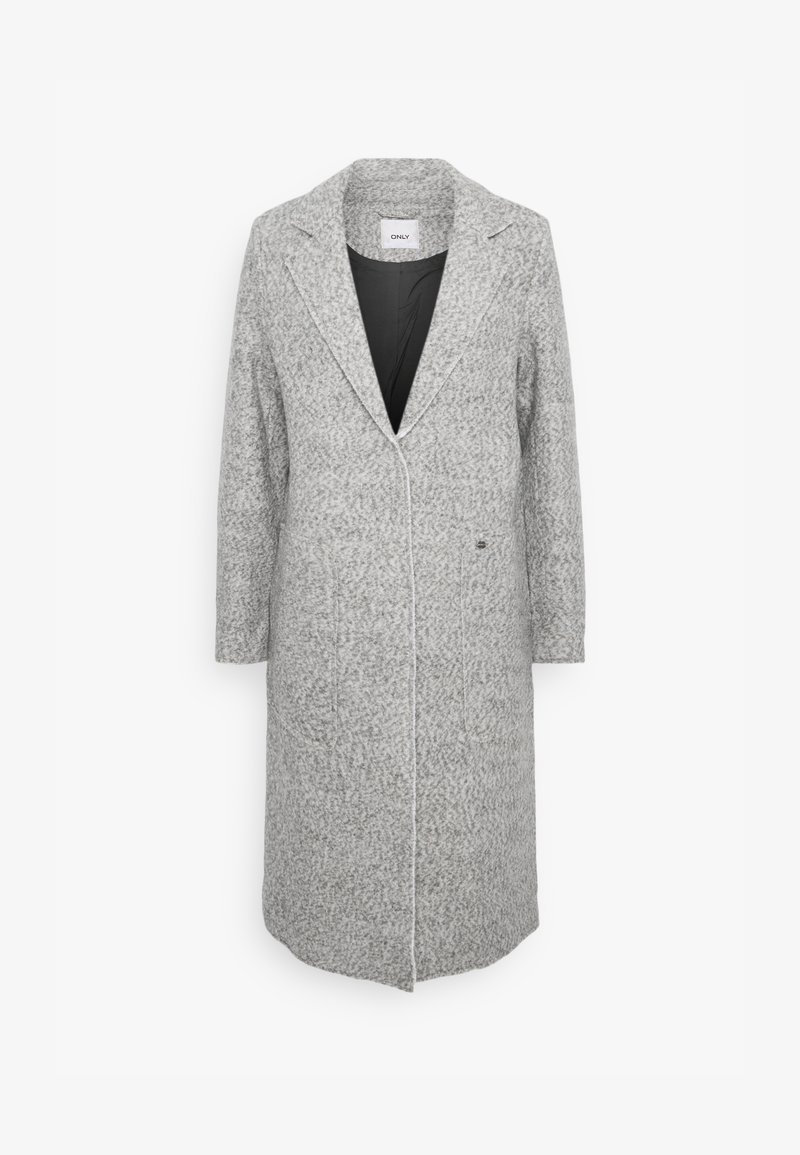 Only Onlstacy Coat Wollmantel Klassischer Mantel Light Grey Melange Hellgrau Zalando De