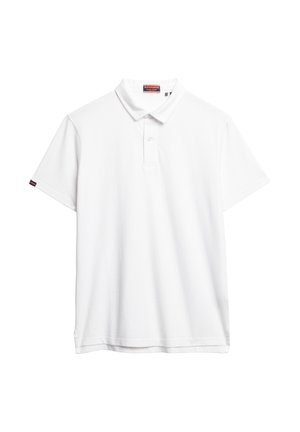 Witte polo met een kraag, korte mouwen en een rechte zoom. Gemaakt van zacht katoen, met een klein logo-accent op de mouw.