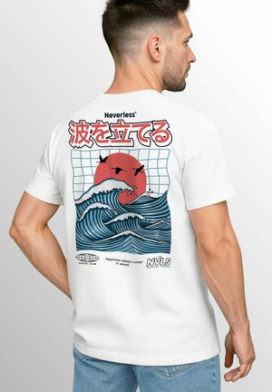 BACKPRINT WELLEN SONNE JAPAN RETRO GRAFIK - Print T-shirt - weiß
