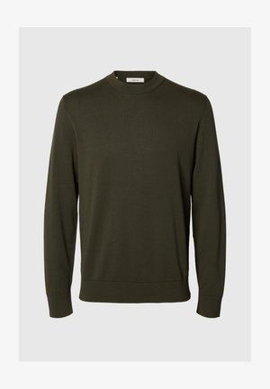 Selected, SLHTORINO CREW NECK - Striktrøje - forest night