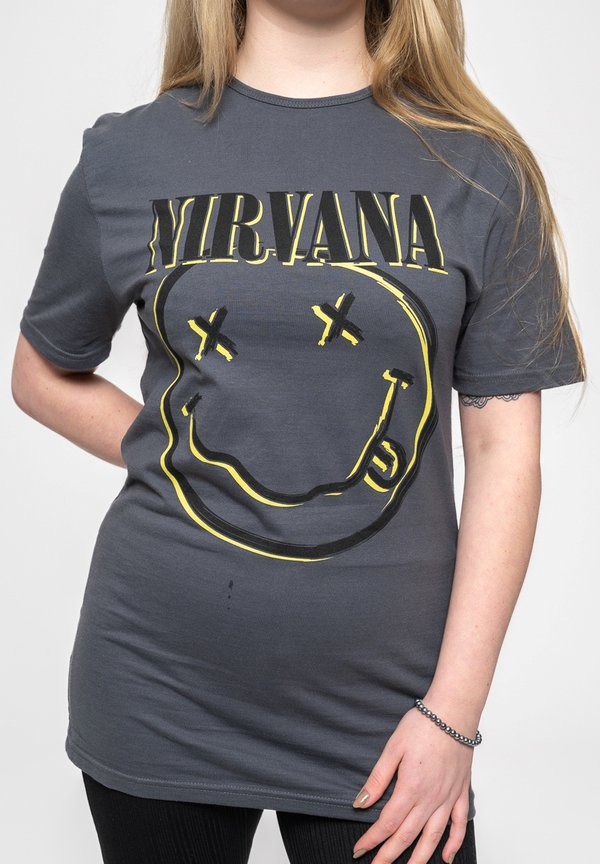 NIRVANA INVERSE SMILEY - Print T-shirt - charcoal4