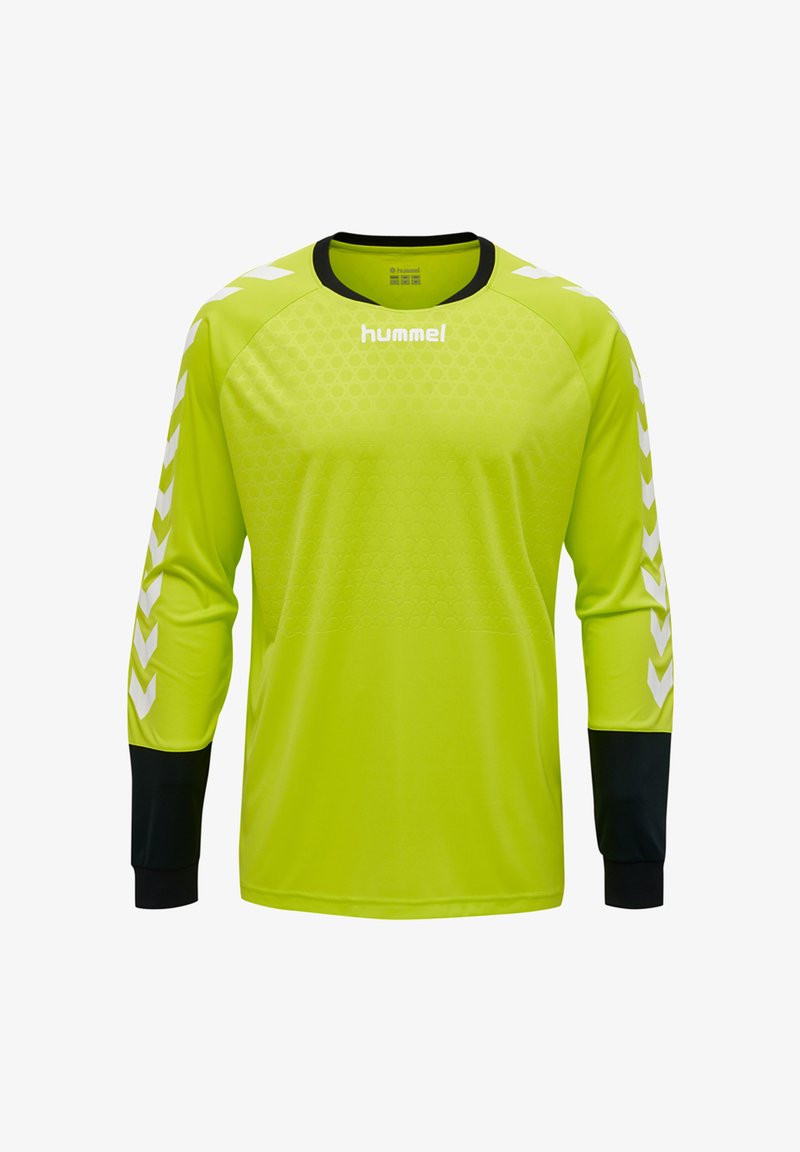 Hosszú ujjú kapus mez élénk neon sárga színben, fekete részletekkel. Hatszögletű mintázattal és fehér nyilakkal a ujjakon.