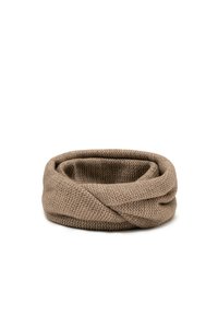 Écharpe infinie entrelaçée marron avec un motif texturé, présentant un design torsadé qui ajoute de la dimension et de la chaleur. Forme douce et circulaire.