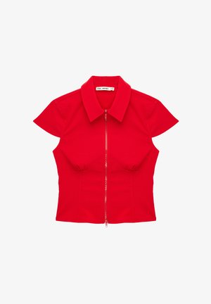 Koton, ZIP DETAIL SLIM CROP SHIRT. - Blouse - red