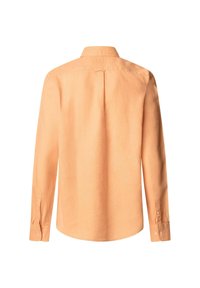 Perzikkleurig overhemd met lange mouwen en een button-down kraag, met een rechte zoom en knoopmanchetten, gemaakt van lichtgewicht stof.