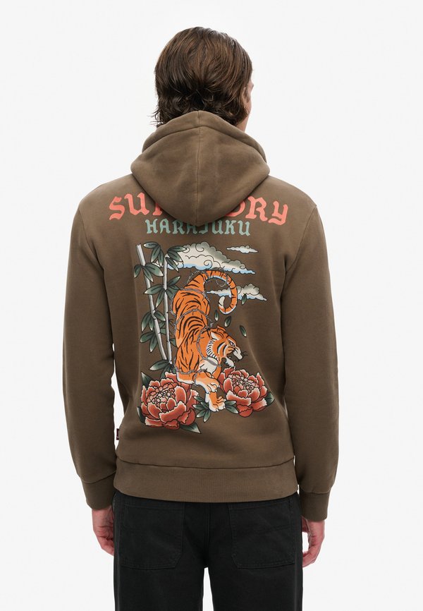 TATTOO GRAPHIC - Kapuzenpullover - dark khaki