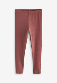 Värrikade leggings i en dämpad rosafärg, med resårmidja och en åtsittande design som sträcker sig ner till anklarna.