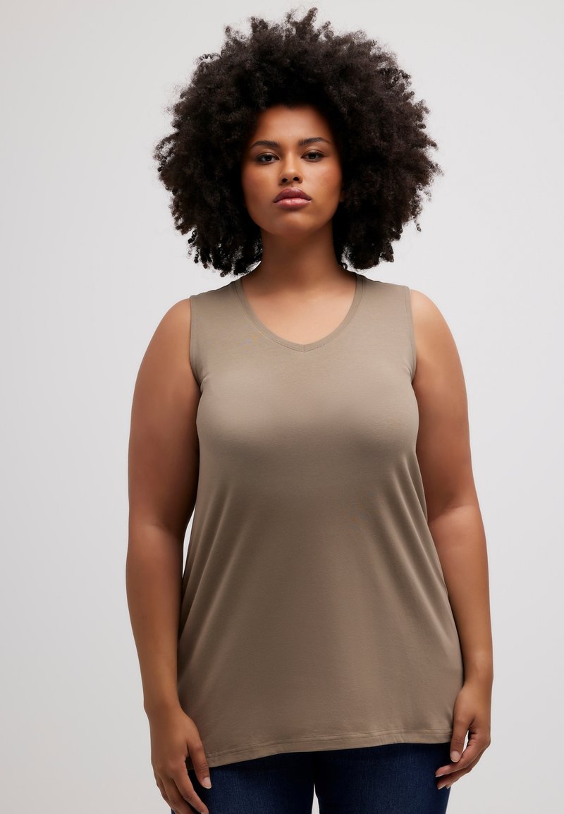 Ulla Popken ÄRMELLOS - Top - taupe