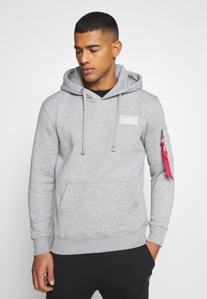 Alpha Industries HOODY - Kapuzenpullover - grey heather/neon orange
