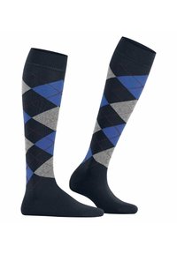 Skarpetki do kolan w wzór argyle w odcieniach niebieskiego, szarego i czarnego. Posiadają wzmocniony czubek i elastyczny ściągacz zapewniający pewne dopasowanie.
