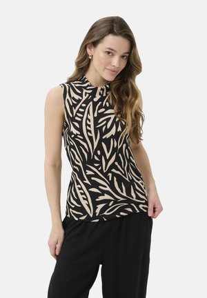 KAKATRINE PRINTED - Top - black deep w. sandshell lines