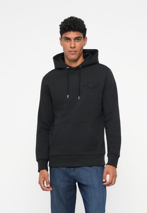 TONAL SHIELD HOODIE - Džemperis su gobtuvu - black