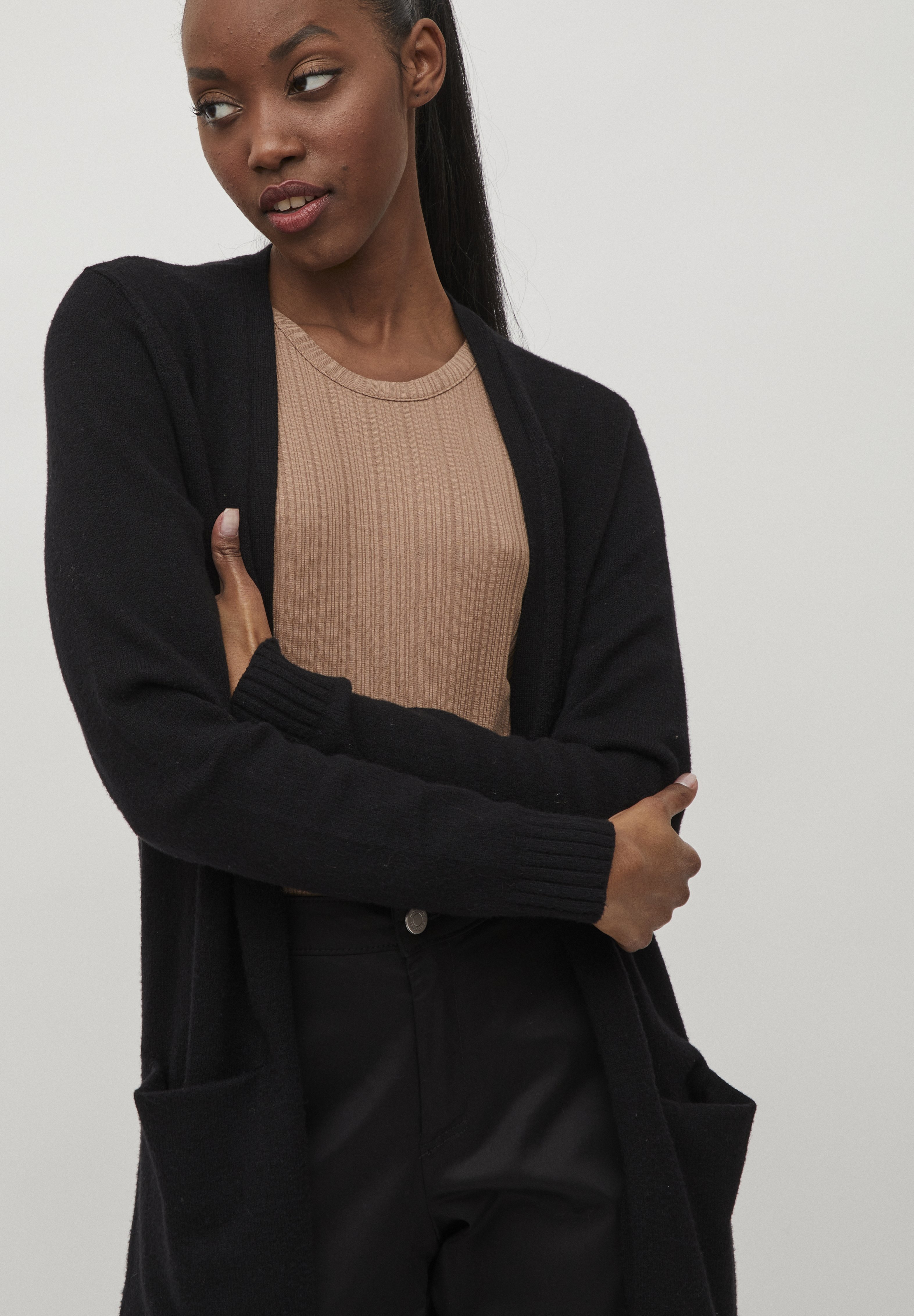 VILA VIRIL LONG CARDIGAN - Vest - black/zwart - Zalando.nl