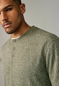 Next TEXTURED LONG SLEEVE GRANDAD - Neule - green waffle