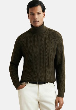 REGULAR FIT -  ROLL-NECK  - Pulover - dark olive green