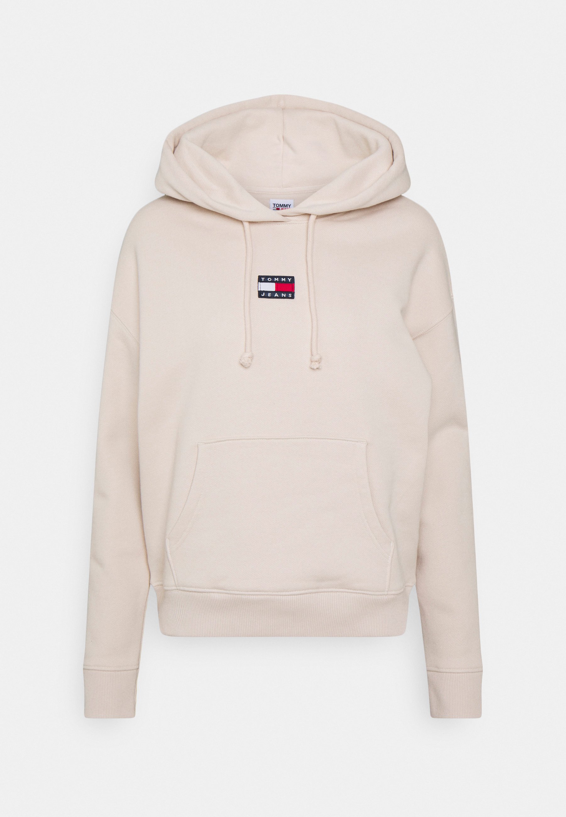 tommy jeans badge hoodie beige