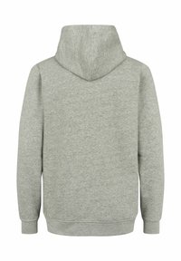 Grijze hoodie met een gestructureerde afwerking, een voorzak in kangoeroestijl en een bijpassende trekkoordkap. Voorzien van ribgebreide manchetten en een zoom.