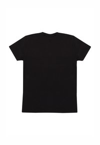 T-shirt nero a maniche corte realizzato in cotone liscio. Presenta un classico scollo rotondo e un design semplice sul retro. Nessuna grafica o accenti visibili.