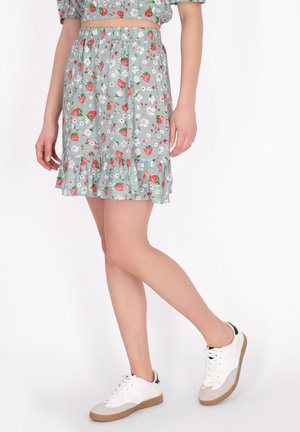 Mini skirts  - sage green multicolor
