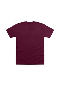 Bordová tričko s krátkým rukávem, vyrobené z bavlny, s kulatým výstřihem a hladkou texturou, na zadní straně jednoduchý design.