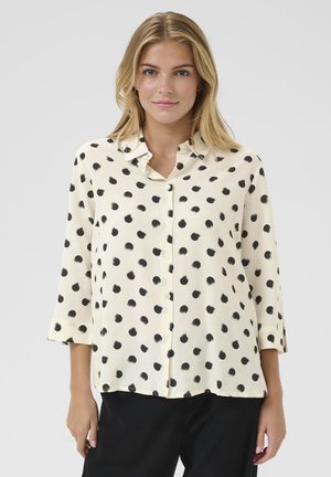 Button-down blouse - black smuged dot