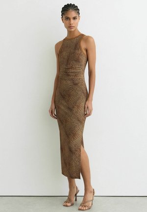 REGULAR FIT - LOLA SNAKE-PRINT  RACER MIDI  - Etui-jurk - brown