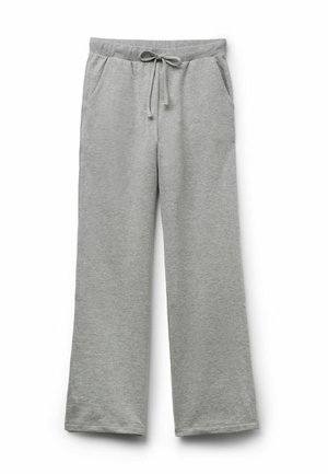 Graue Sweatpants mit einem elastischen Bund und Kordelzug. Mit zwei Seitentaschen und einem geraden, entspannten Schnitt. Weicher, strukturierter Stoff.