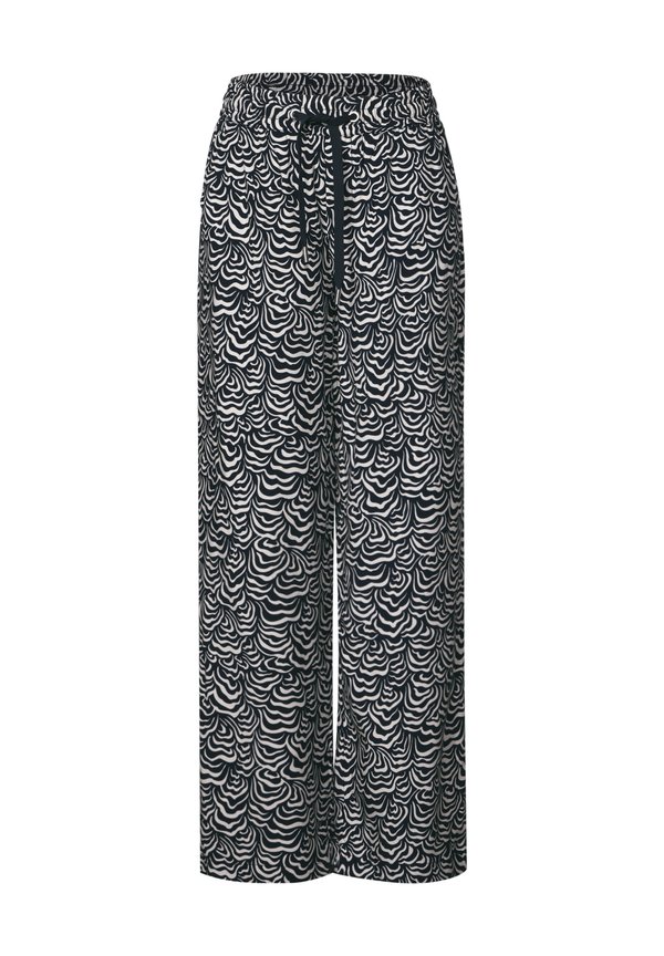 GEMUSTERTE WIDE LEG - Stoffhose - blau