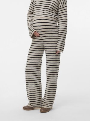 MAMALICIOUS BINA - Wide leg - birch stripes:black