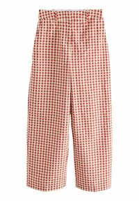Weite Hose im roten und cremefarbenen Gingham-Muster, aus Baumwollstoff mit strukturiertem Finish und hoher Taille.