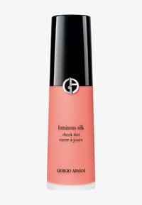 Giorgio Armani Luminous Silk Cheek Tint i en rosa, matt-finish flaske med svart hette og sirkulært sølvlogo. Tekst vist på fronten.