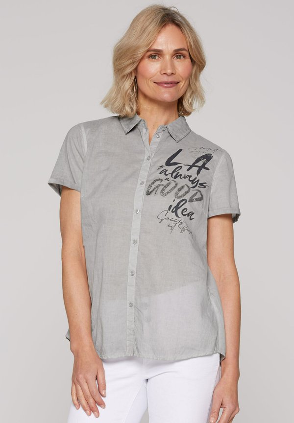 KURZARM INSIDE OIL DYED MIT ARTWORK - Hemdbluse - shadow