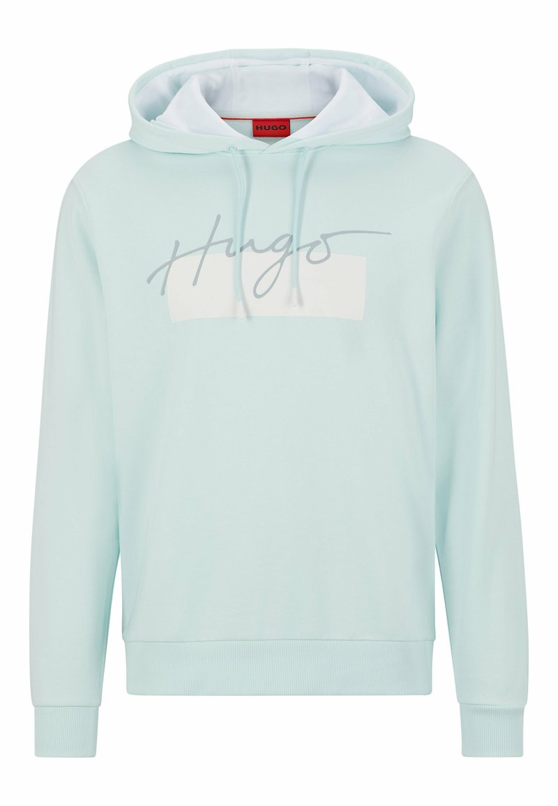 Felpa con Cappuccio Uomo HUGO in Cotone con Zip e Logo Patch Nero Hugo 50447972