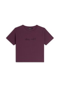 CROPPED GIROCOLLO COMFORT CON RICAMO - T-shirt con stampa - prune purple