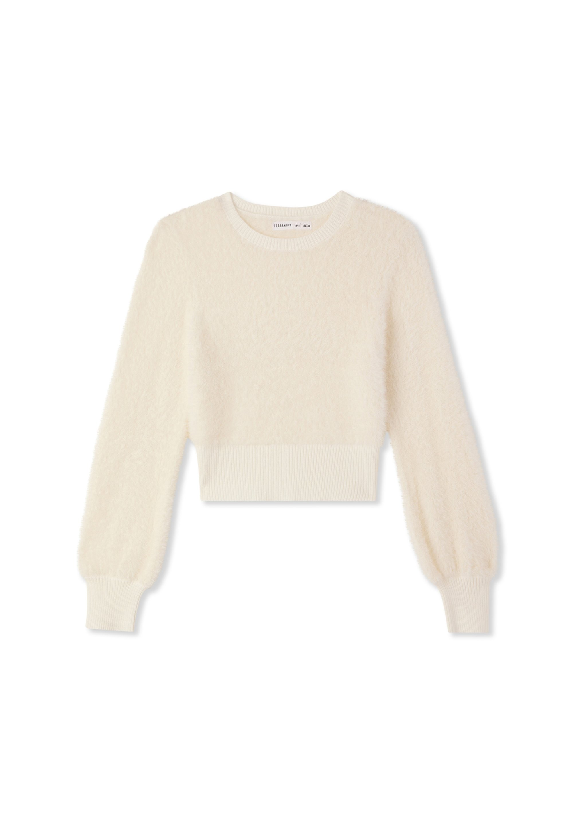 Terranova MAGLIA CROP EFFETTO PELO Maglione bianco lana/bianco