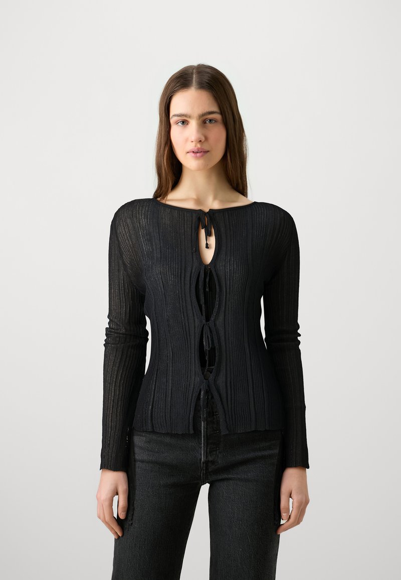Maglia Costina In Tulle Con Frange Pinko Venom - T-shirt Donna, Composizione 93% Cotone 7% Poliammide