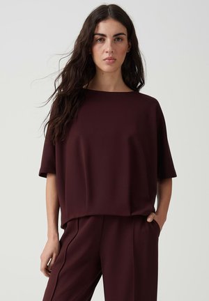 OPUS, CROPPED O-SHAPE - T-Shirt basic - cherry jam
